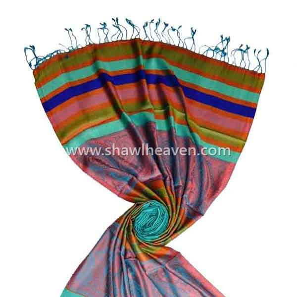 Bright neon stipes modal jacquard stole